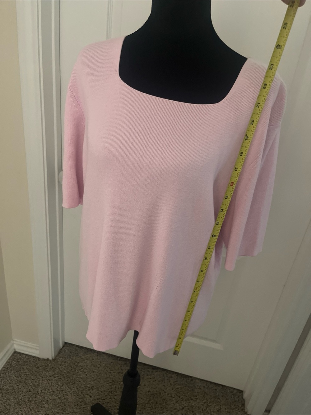 Dressbarn Blush Pink Knit Short Sleeve Size 18/20 Vintage Style